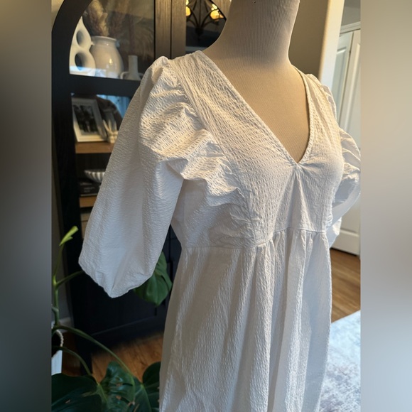 A New Day Women's Puff Short Sleeve Dress - white size small - Picture 7 of 10